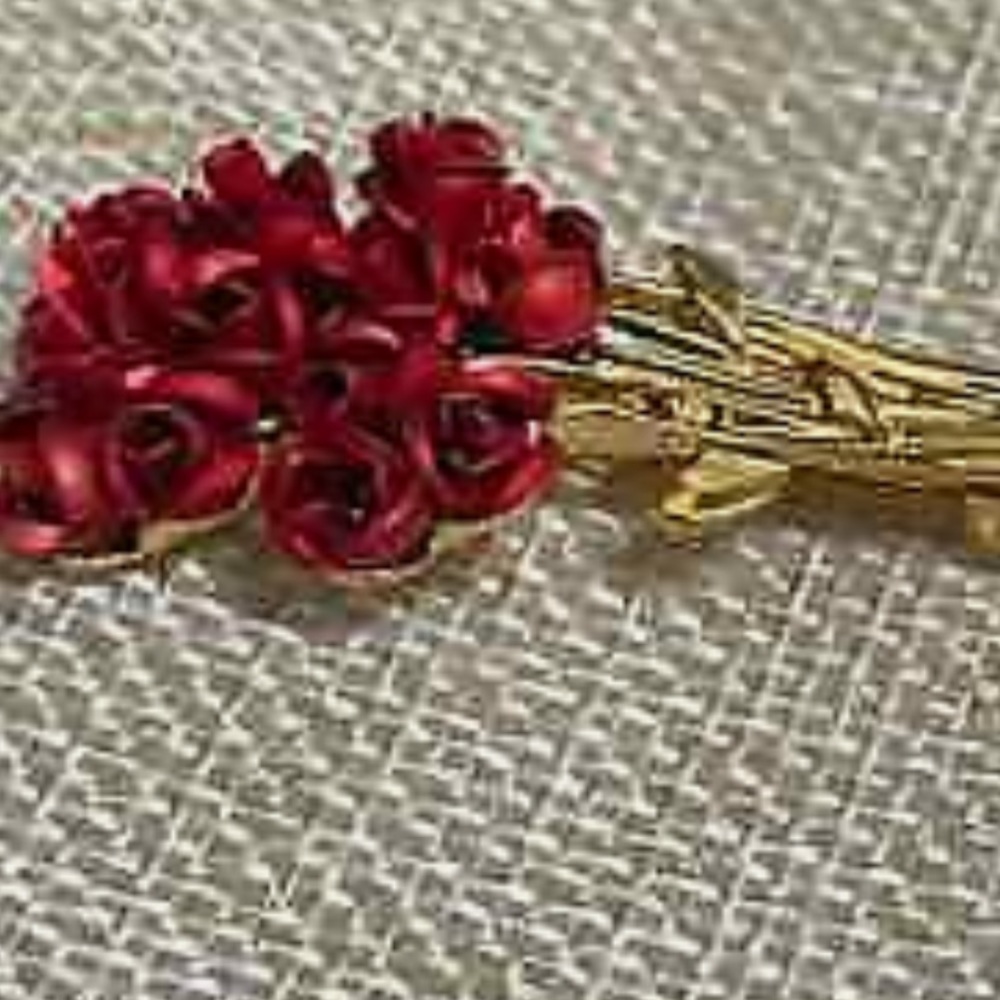 Vintage DOZEN LONG STEM ROSES Pin - Picture 5 of 6